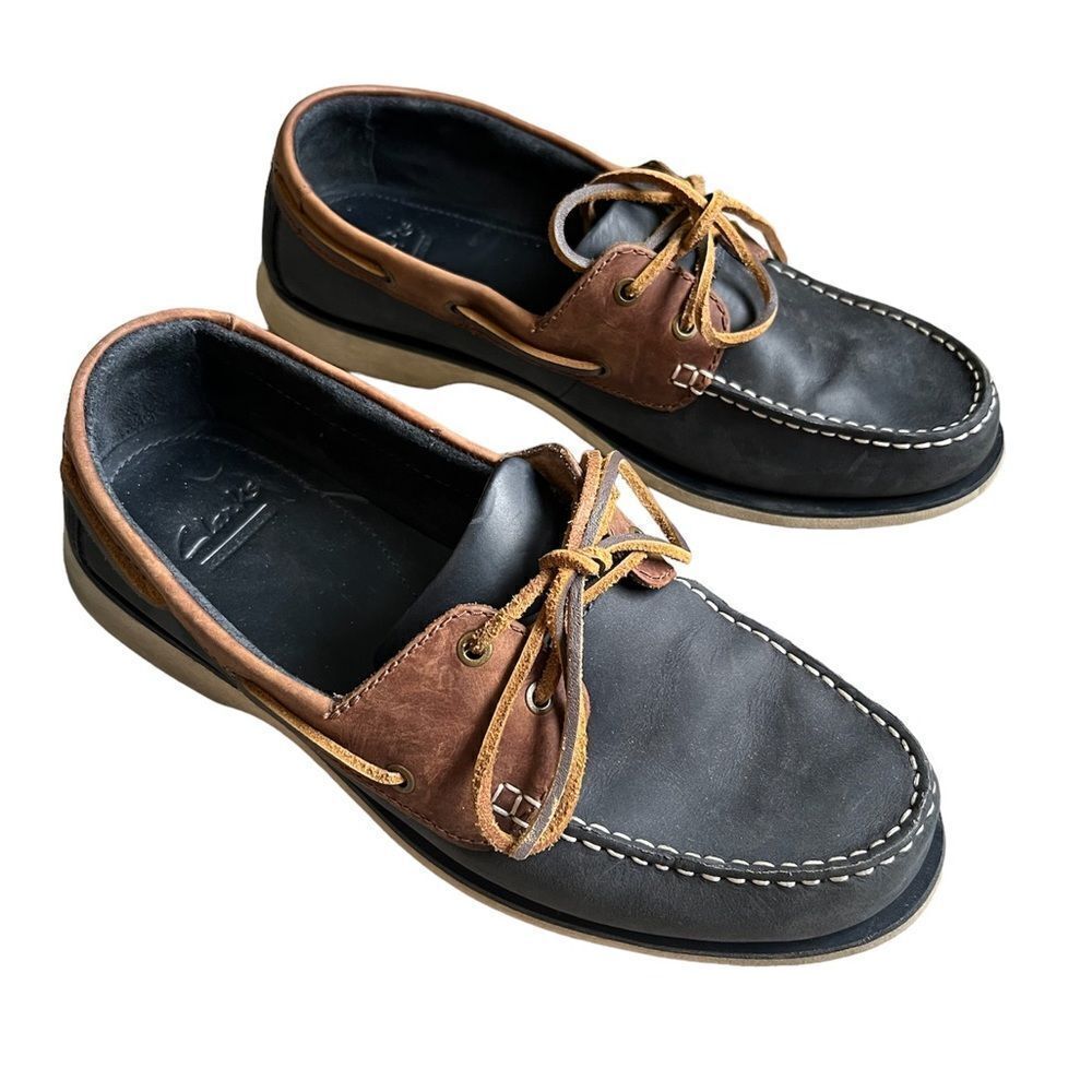 Clarks Port View Navy Combi Leather Men's Size 9